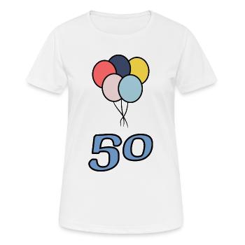 50. 50 ANS. 50e ANNIVERSAIRE. ANNIVERSAIRE 50 ANS. - T-shirt respirant Femme - blanc - Devant - AI Model Female 172 dark (172cm)