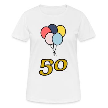 50. 50 ANS. 50e ANNIVERSAIRE. ANNIVERSAIRE 50 ANS. - T-shirt respirant Femme - blanc - Devant - AI Model Female 172 dark (172cm)