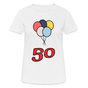 50. 50 ANS. 50e ANNIVERSAIRE. ANNIVERSAIRE 50 ANS. - T-shirt respirant Femme - blanc - Devant - AI Model Female 172 dark (172cm)
