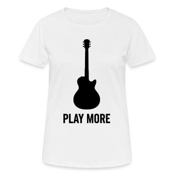 Play More – Bold Guitar Silhouette Music Lover T-S - T-shirt respirant Femme - blanc - Devant - AI Model Female 172 dark (172cm)
