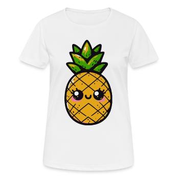 Kawaii Ananas Lächeln - Frauen T-Shirt atmungsaktiv - Weiß - Vorne - AI Model Female 172 dark (172cm)