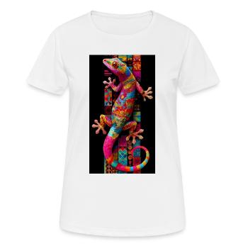 Gecko - Frauen T-Shirt atmungsaktiv - Weiß - Vorne - AI Model Female 172 dark (172cm)