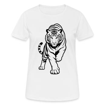 Tiger - Frauen T-Shirt atmungsaktiv - Weiß - Vorne - AI Model Female 172 dark (172cm)