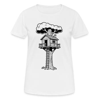 Cabane dans les arbres - T-shirt respirant Femme - blanc - Devant - AI Model Female 172 dark (172cm)
