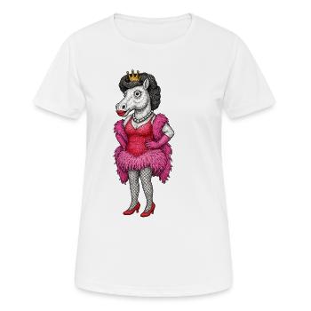 Königliche Stute-Diva in rosa Federn - Frauen T-Shirt atmungsaktiv - Weiß - Vorne - AI Model Female 172 dark (172cm)