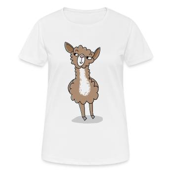 Fröhlich freches Lama - Frauen T-Shirt atmungsaktiv - Weiß - Vorne - AI Model Female 172 dark (172cm)