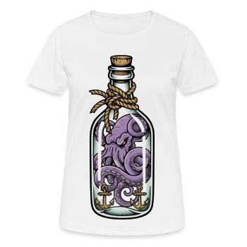 Pieuvre Kraken Bouteille Tatouage Mer Vintage - T-shirt respirant Femme - blanc - Devant - AI Model Female 172 dark (172cm)