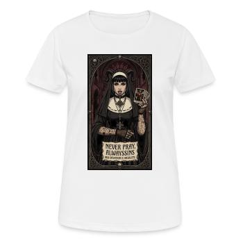 Never Pray, Always Sins Gothic Nun - Frauen T-Shirt atmungsaktiv - Weiß - Vorne - AI Model Female 172 dark (172cm)