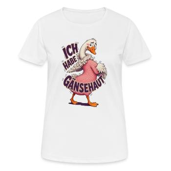 Ich Habe Gänsehaut – Lustige Gans - Frauen T-Shirt atmungsaktiv - Weiß - Vorne - AI Model Female 172 dark (172cm)