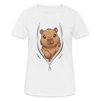 Ours en peaux dans la fermeture éclair - T-shirt respirant Femme - blanc - Devant - AI Model Female 172 dark (172cm)