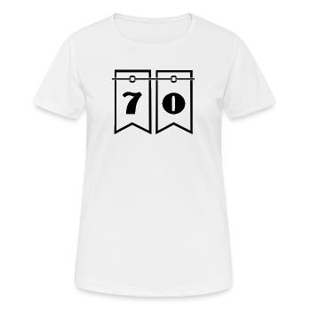 70. 70 ANS. 70e ANNIVERSAIRE. ANNIVERSAIRE 70 ANS. - T-shirt respirant Femme - blanc - Devant - AI Model Female 172 dark (172cm)