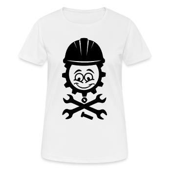 Mechanisches Gesicht im Zahnrad mit Schrauben und Muttern - Frauen T-Shirt atmungsaktiv - Weiß - Vorne - AI Model Female 172 dark (172cm)