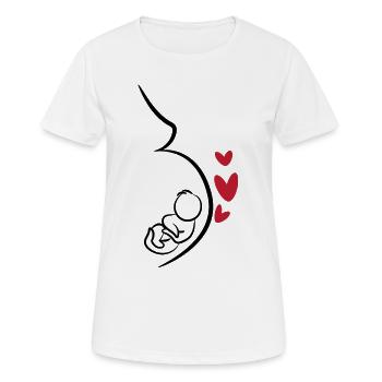 Bébé Ventre Grossesse Coeur Mère Enceinte - T-shirt respirant Femme - blanc - Devant - AI Model Female 172 dark (172cm)