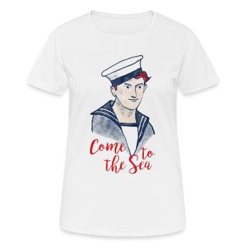 Capitaine Trend : Venez à la mer - T-shirt respirant Femme - blanc - Devant - AI Model Female 172 dark (172cm)