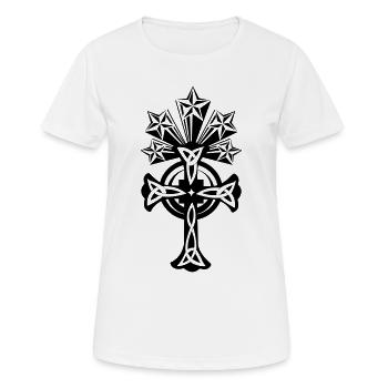 Croix celtique 5 étoiles - T-shirt respirant Femme - blanc - Devant - AI Model Female 172 dark (172cm)