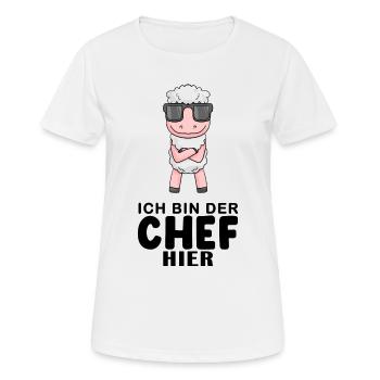 Chef Spruch Anführer Schaf Motiv - Frauen T-Shirt atmungsaktiv - Weiß - Vorne - AI Model Female 172 dark (172cm)