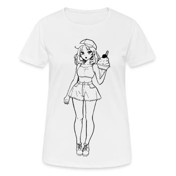 Ice Cream Girl Drawing - Women's Breathable T-Shirt - white - Front - AI Model Female 172 dark (172cm)