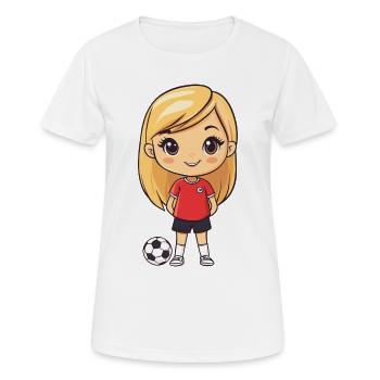 Fille baby-foot avec ballon - T-shirt respirant Femme - blanc - Devant - AI Model Female 172 dark (172cm)