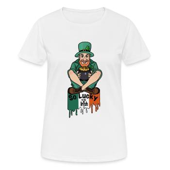 Charme du Leprechaun Pot d’Or, tellement chanceux d’être irlandais - T-shirt respirant Femme - blanc - Devant - AI Model Female 172 dark (172cm)