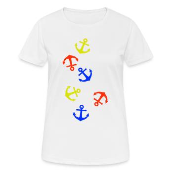 Anker Bunt - Frauen T-Shirt atmungsaktiv - Weiß - Vorne - AI Model Female 172 dark (172cm)