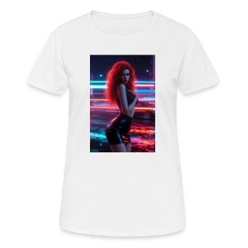 Neonrote Femme in Glanz - Frauen T-Shirt atmungsaktiv - Weiß - Vorne - AI Model Female 172 dark (172cm)