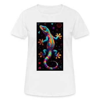 Gecko - Frauen T-Shirt atmungsaktiv - Weiß - Vorne - AI Model Female 172 dark (172cm)