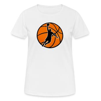 Dunk puissant au basketball - T-shirt respirant Femme - blanc - Devant - AI Model Female 172 dark (172cm)