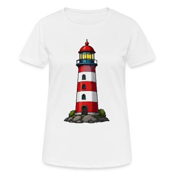 Roter Leuchtturm am Meer - Frauen T-Shirt atmungsaktiv - Weiß - Vorne - AI Model Female 172 dark (172cm)