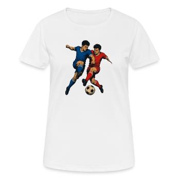 Fußball Retro Zweikampf Vintage Spieler - Frauen T-Shirt atmungsaktiv - Weiß - Vorne - AI Model Female 172 dark (172cm)