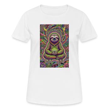 Psychedelisches Meditierendes Faultier - Frauen T-Shirt atmungsaktiv - Weiß - Vorne - AI Model Female 172 dark (172cm)