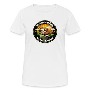 Ich lade Energie Faultier - Frauen T-Shirt atmungsaktiv - Weiß - Vorne - AI Model Female 172 dark (172cm)