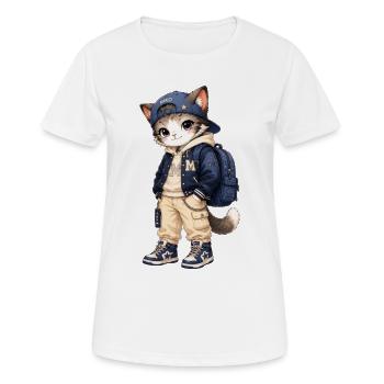 Cat streetwear blue hood - Women's Breathable T-Shirt - white - Front - AI Model Female 172 dark (172cm)