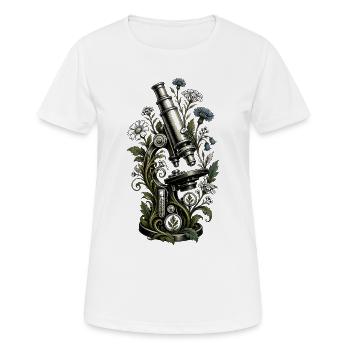 Vintage-Mikroskop-Wildblumengarten - Frauen T-Shirt atmungsaktiv - Weiß - Vorne - AI Model Female 172 dark (172cm)