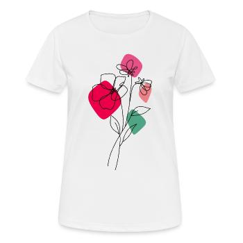 Lineart bouquet with color background - Women's Breathable T-Shirt - white - Front - AI Model Female 172 dark (172cm)