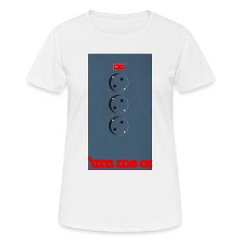Three Sockets on Blue Background - Women's Breathable T-Shirt - white - Front - AI Model Female 172 dark (172cm)