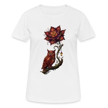 Luminescent Owl and Fire Flower - Women's Breathable T-Shirt - white - Front - AI Model Female 172 dark (172cm)