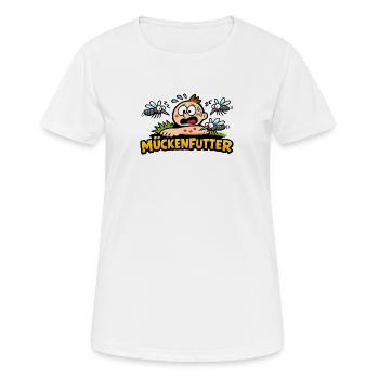 Mückenfutter Cartoon Szene - Frauen T-Shirt atmungsaktiv - Weiß - Vorne - AI Model Female 172 dark (172cm)