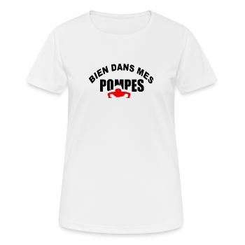 Bien dans mes Pompes - T-shirt respirant Femme - blanc - Devant - AI Model Female 172 dark (172cm)
