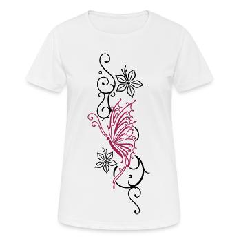 Tribal avec le papillon, floral - T-shirt respirant Femme - blanc - Devant - AI Model Female 172 dark (172cm)