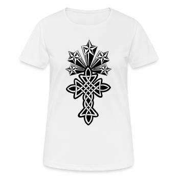 Croix celtique cinq étoiles - T-shirt respirant Femme - blanc - Devant - AI Model Female 172 dark (172cm)