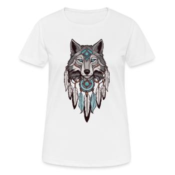 Loup Attrape-rêves - T-shirt respirant Femme - blanc - Devant - AI Model Female 172 dark (172cm)