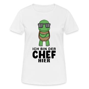 Chef Spruch mit Schildkröte Motiv - Frauen T-Shirt atmungsaktiv - Weiß - Vorne - AI Model Female 172 dark (172cm)