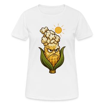Witziger Maiskolben Popcorn Hitze Lustig Quirky - Frauen T-Shirt atmungsaktiv - Weiß - Vorne - AI Model Female 172 dark (172cm)