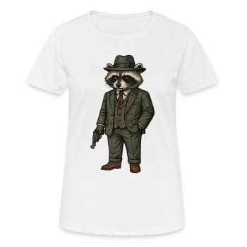 Eleganter Mafiaboss Waschbär im Anzug mit Hut - Women's Breathable T-Shirt - white - Front - AI Model Female 172 dark (172cm)