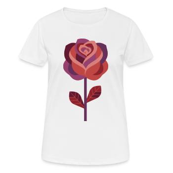 Graphic rose in warm red tones - Women's Breathable T-Shirt - white - Front - AI Model Female 172 dark (172cm)