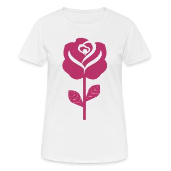 Abstract Pink Rose Illustration - Women's Breathable T-Shirt - white - Front - AI Model Female 172 dark (172cm)