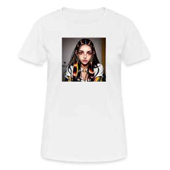 Mehrfarbiges Fantasiegesicht - Frauen T-Shirt atmungsaktiv - Weiß - Vorne - AI Model Female 172 dark (172cm)