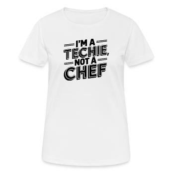 Techie, No Cook, Nerd, Geek, Technician, IT Technician - Women's Breathable T-Shirt - white - Front - AI Model Female 172 dark (172cm)