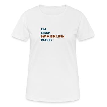 mangerDormirNatnatBikeRunRépéter - T-shirt respirant Femme - blanc - Devant - AI Model Female 172 dark (172cm)