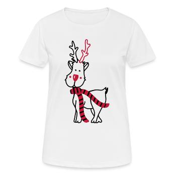 Rentier mit Schal - Frauen T-Shirt atmungsaktiv - Weiß - Vorne - AI Model Female 172 dark (172cm)